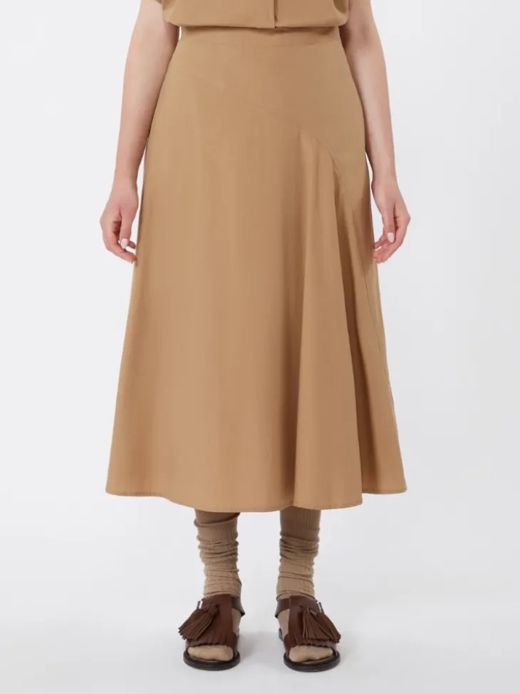 Cotton-poplin skirt - TOBACCO