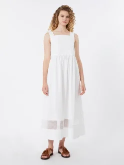 Cotton-poplin sleeveless dress - WHITE