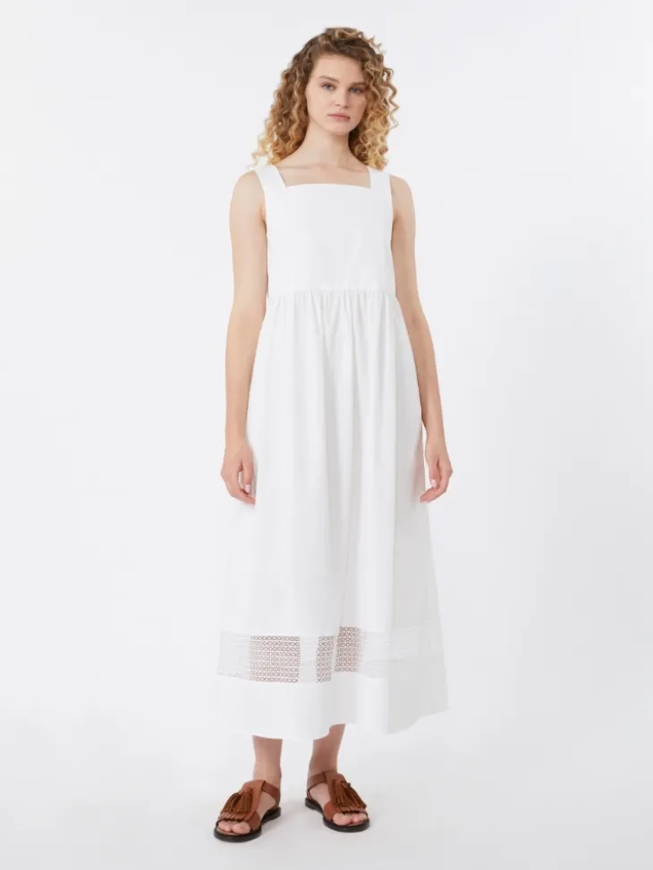 Cotton-poplin sleeveless dress - WHITE