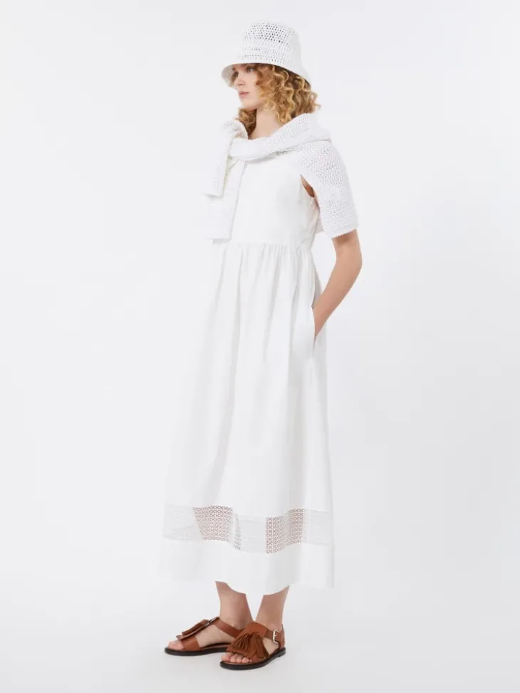 Cotton-poplin sleeveless dress - WHITE