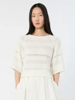 Crochet cotton sweater - IVORY