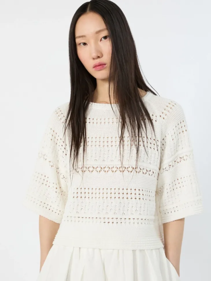 Crochet cotton sweater - IVORY