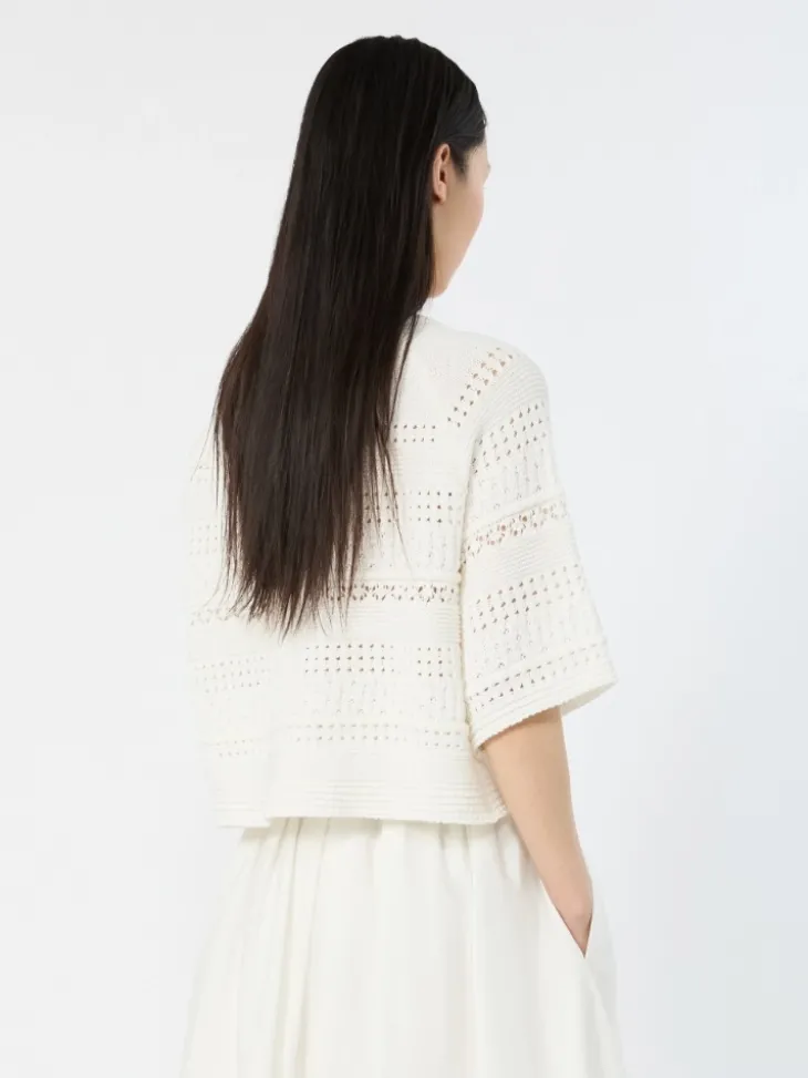 Crochet cotton sweater - IVORY