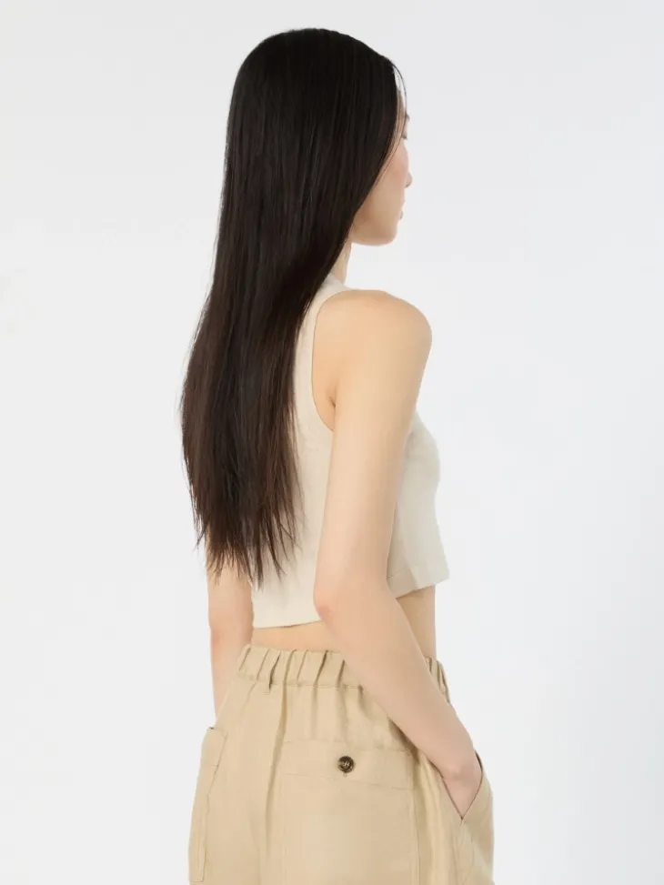 Crop top in viscose yarn - SAND
