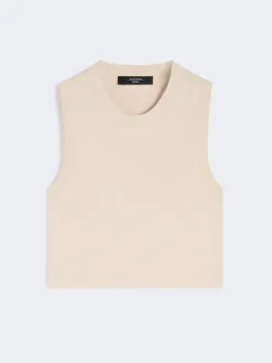 Crop top in viscose yarn - SAND