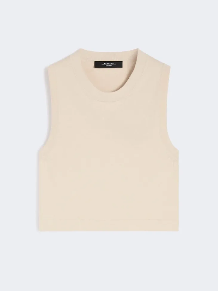 Crop top in viscose yarn - SAND