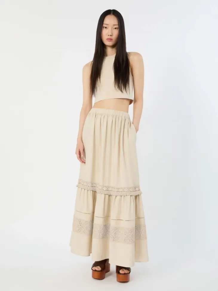 Crop top in viscose yarn - SAND