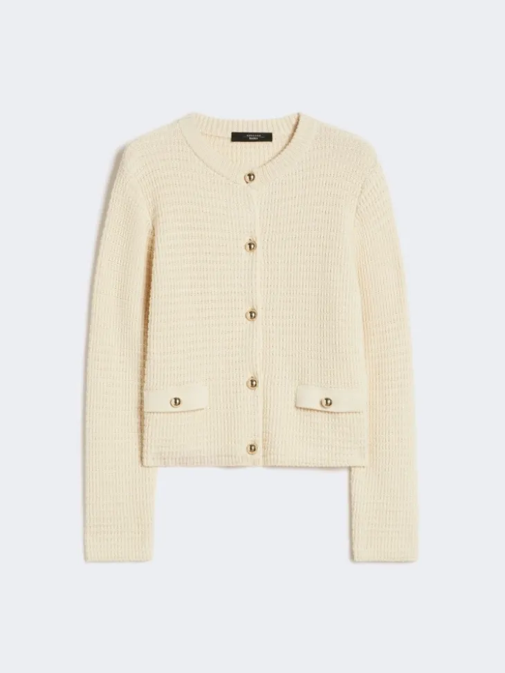 Cropped cotton cardigan - ECRU