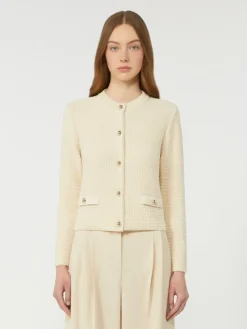 Cropped cotton cardigan - ECRU