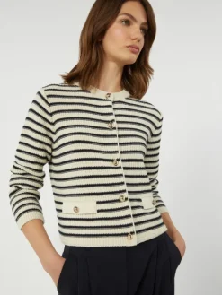 Cropped cotton cardigan - NAVY