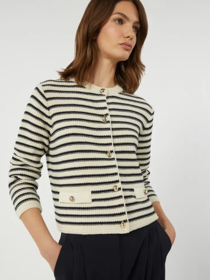 Cropped cotton cardigan - NAVY