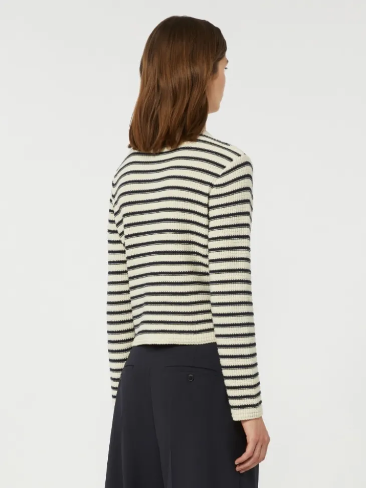 Cropped cotton cardigan - NAVY