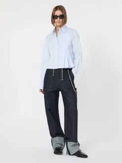 Cropped poplin shirt with asymmetrical pleats - AVIO