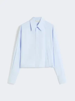 Cropped poplin shirt with asymmetrical pleats - AVIO