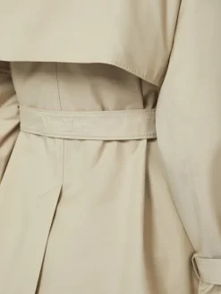 Cropped water-repellent twill trench coat - SAND
