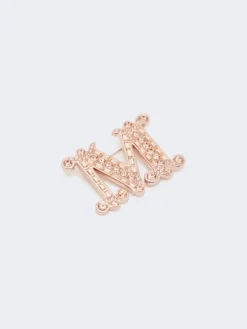 Crystal-adorned Monogram brooch - PINK