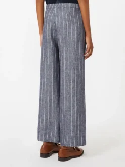 Denim-look pinstripe linen trousers - ULTRAMARINE