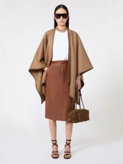 Double wool broadcloth cloak - CAMEL