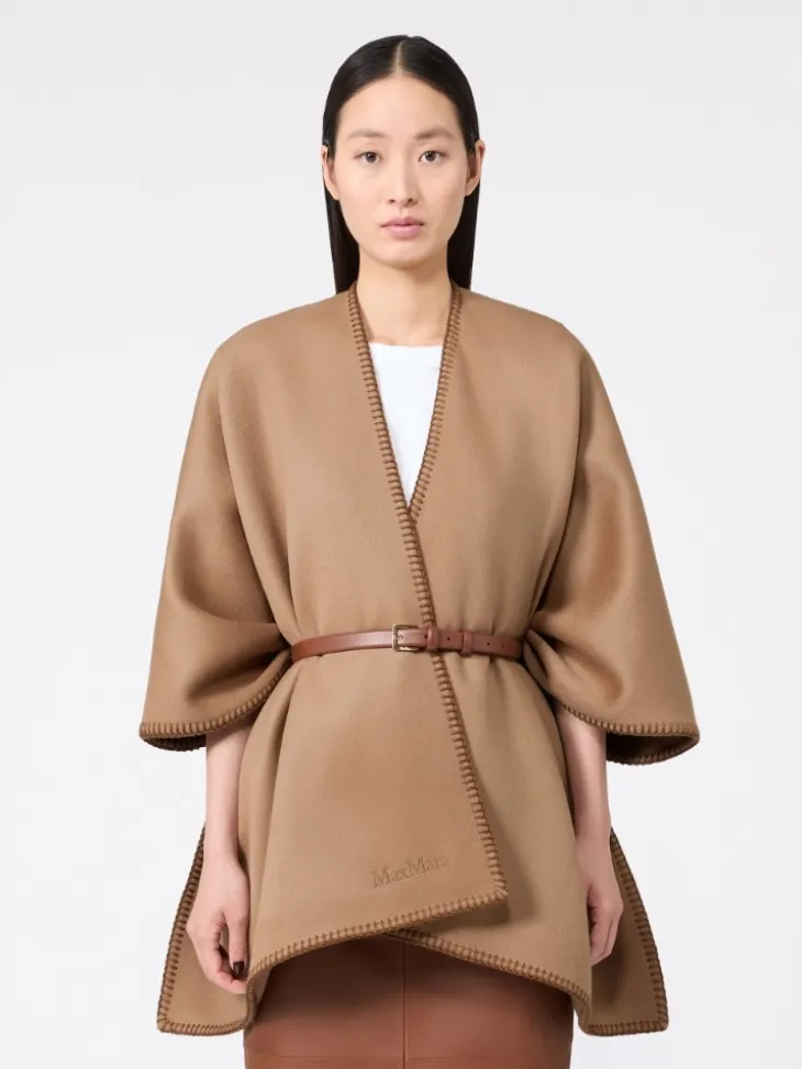 Double wool broadcloth cloak - CAMEL