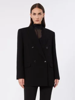 Double-breasted cady jacket - BLACK