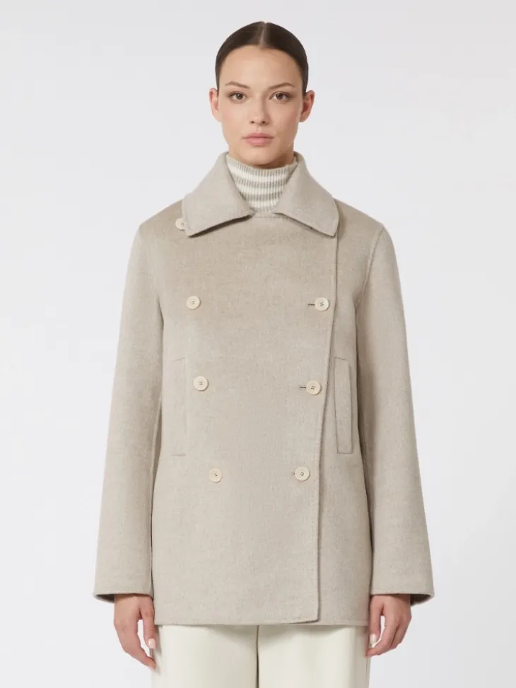 Double-breasted cashmere pea coat - SAND
