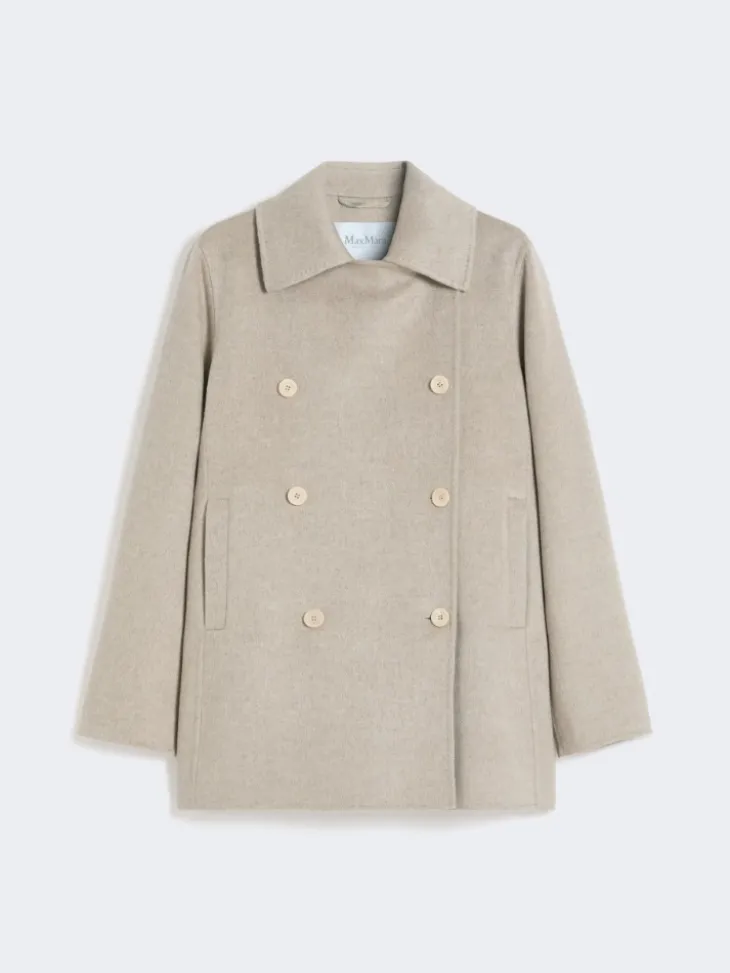 Double-breasted cashmere pea coat - SAND