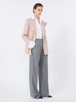 Double-breasted comfortable wool blazer - PINK