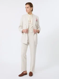Double-breasted comfortable wool blazer - IVORY