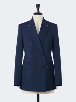 Double-breasted comfortable wool blazer - CHINA BLUE