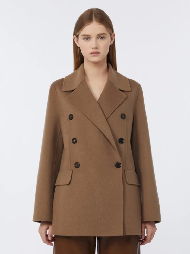 Double-breasted double-faced wool jacket - CAMEL
