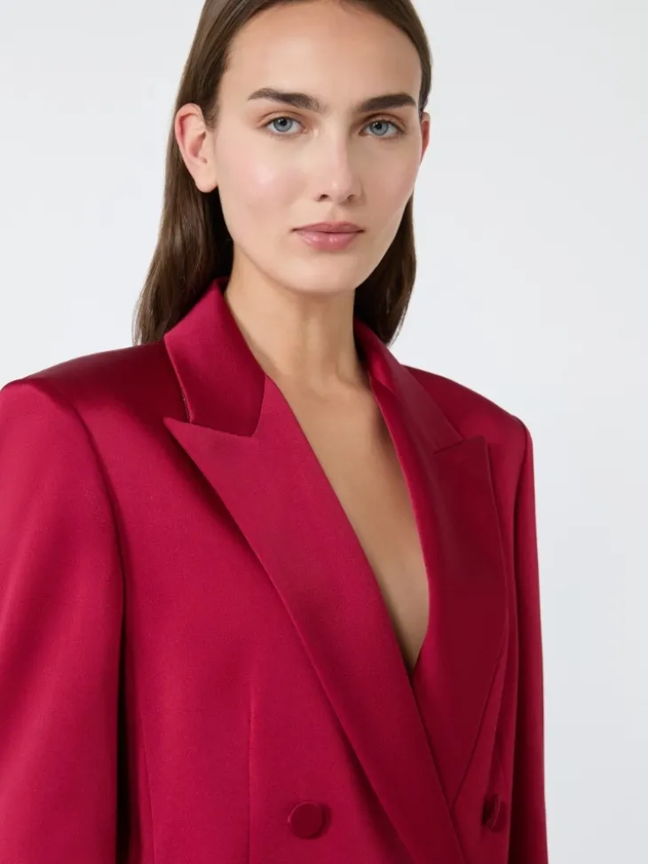 Double-breasted envers satin blazer - RUBY