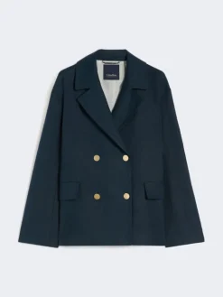 Double-breasted linen jacket - MIDNIGHTBLUE