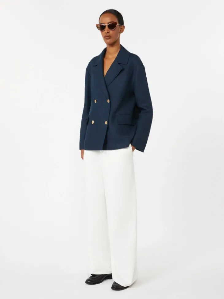 Double-breasted linen jacket - MIDNIGHTBLUE