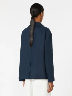 Double-breasted linen jacket - MIDNIGHTBLUE