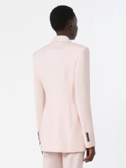 Double-breasted natural stretch wool blazer - ANTIQUE ROSE