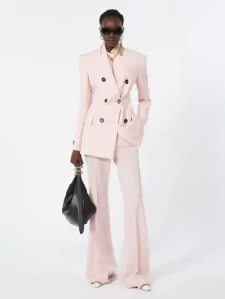 Double-breasted natural stretch wool blazer - ANTIQUE ROSE