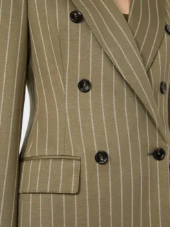 Double-breasted pinstripe jersey blazer - KAKI