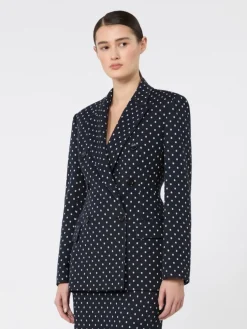 Double-breasted polka dot jersey blazer - ULTRAMARINE