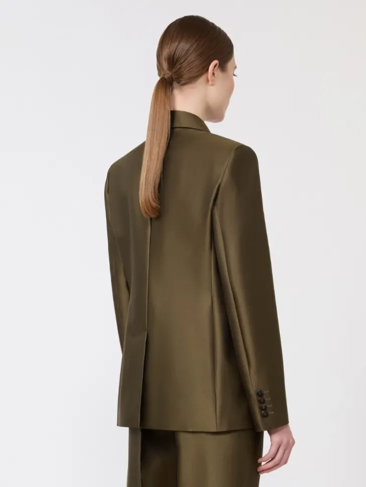 Double-breasted Shantung blazer - KAKI