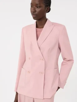 Double-breasted stretch wool blazer - ANTIQUE ROSE