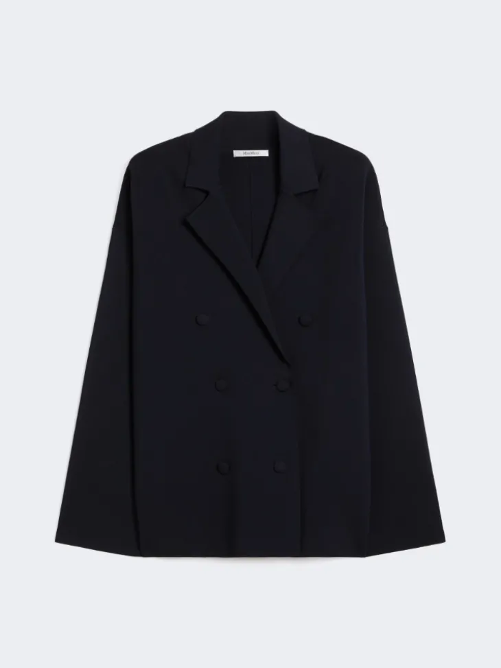 Double-breasted viscose crêpe jacket - ULTRAMARINE