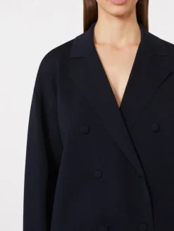 Double-breasted viscose crêpe jacket - ULTRAMARINE