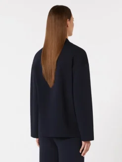 Double-breasted viscose crêpe jacket - ULTRAMARINE