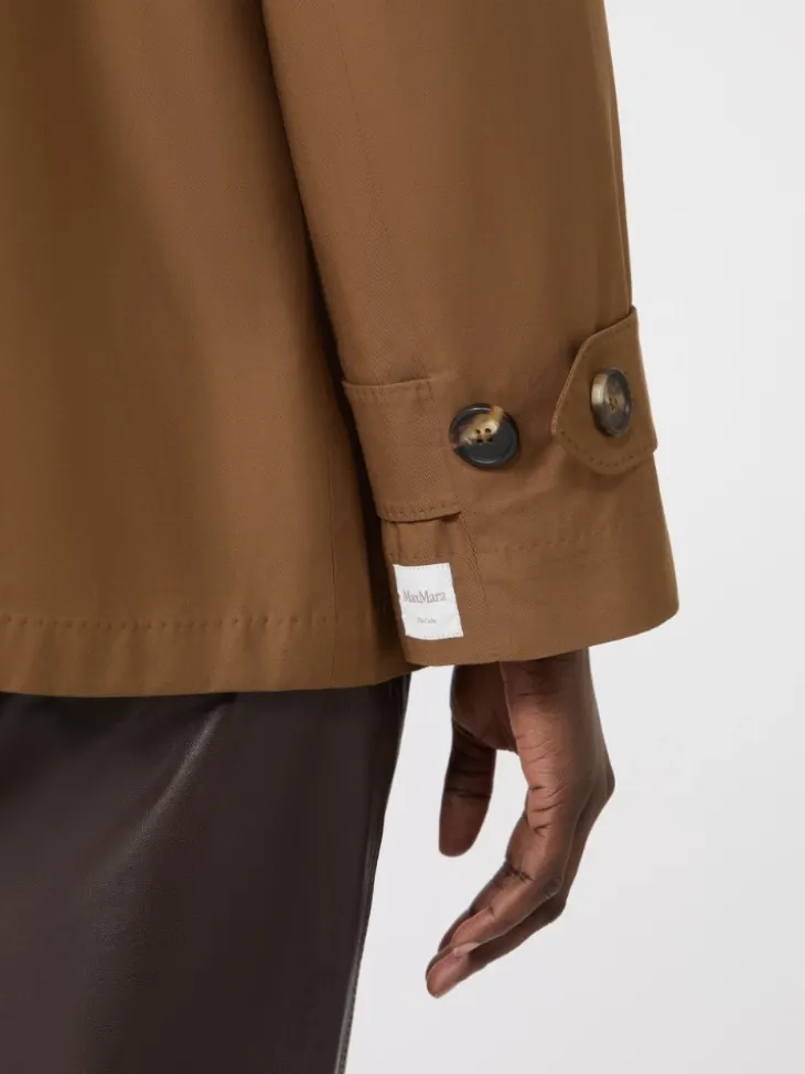 Double-breasted water-repellent cotton trench coat - TOBACCO