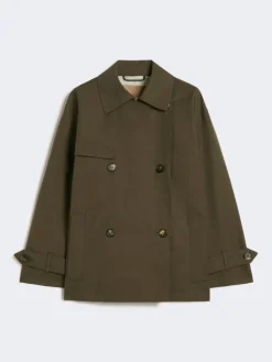Double-breasted water-repellent cotton trench coat - GREEN