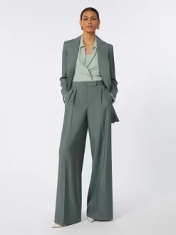 Double-breasted wool and silk blazer - DARK GREEN