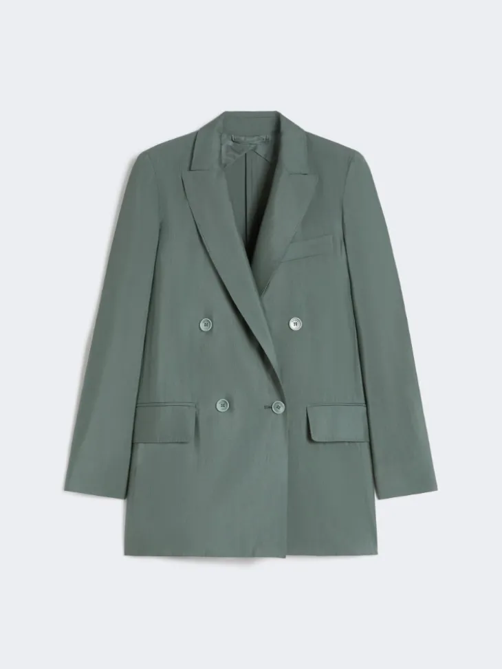 Double-breasted wool and silk blazer - DARK GREEN