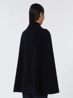 Double-breasted wool cape - MIDNIGHTBLUE