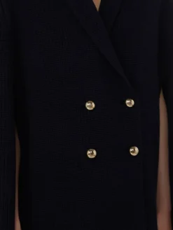 Double-breasted wool cape - MIDNIGHTBLUE