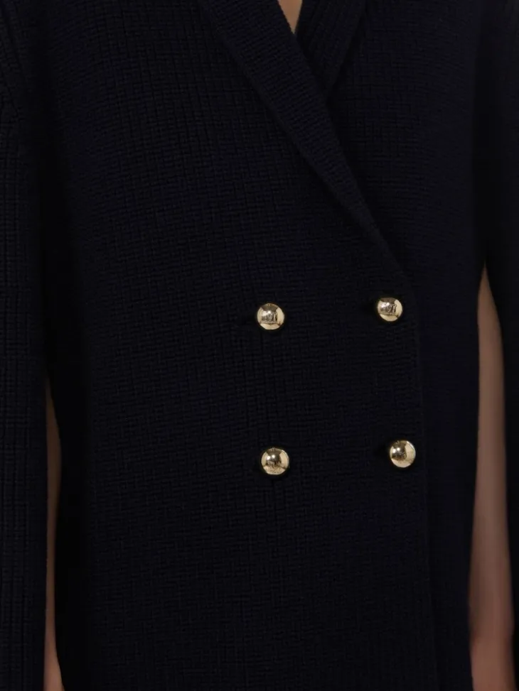 Double-breasted wool cape - MIDNIGHTBLUE